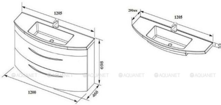 Фото тумба подвесная de aqua лонг 140 белый