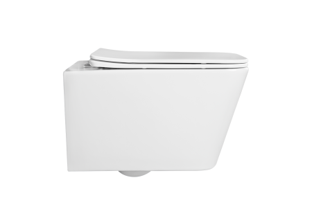 Фото унитаз подвесной безободковый aquatek либра new aq0530n-00 525*360*290 мм, горизонтальный выпуск, тонкое сиденье с механизмом плавного закрывания, крепеж