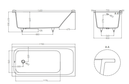 Фото ванна salini s-stone orlanda 102026mrf 170*80 см, матовая покраска по ral полностью