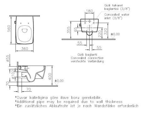 Фото унитаз подвесной безободковый с биде vitra metropole rim-ex 7672b003-1684, белый