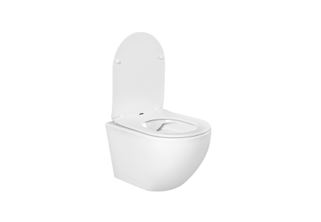 Фото унитаз подвесной безободковый aquatek европа aq1901-00 525*360*320 мм, горизонтальный выпуск, тонкое сиденье с механизмом плавного закрывания, крепеж