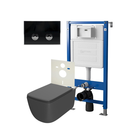 Фото сет: инсталляция пневм point элемент п pn45121+клавиша венера чр/хр pn44071bc+унитаз меркурий графит