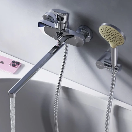 Фото смеситель для ванны и душа am.pm like с гарнитуром, хром