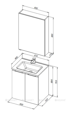 Фото комплект мебели aquanet алвита new 60 2 дверцы, серый