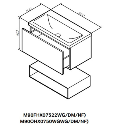 Фото тумба подвесная am.pm gem m90fhx07521wg 75 см, белая