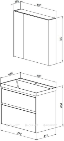 Фото комплект мебели aquanet гласс 80 белый