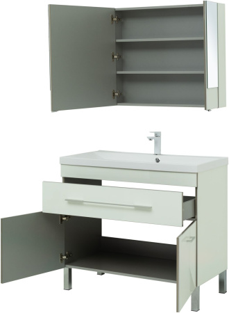 Фото комплект мебели aquanet верона 100 белый (напольный 1 ящик 2 дверцы)