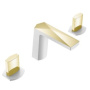 Фото смеситель для раковины на 3 отверстия boheme venturo 150-wg-ice белый/золото, ручка ice