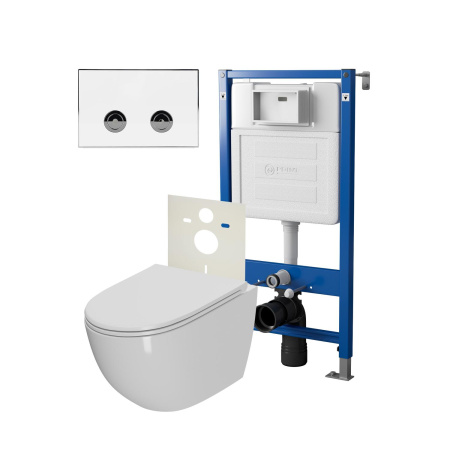 Фото сет: инсталляция пневм point элемент п pn45121 + клавиша венера белый/хром pn44071wc + унитаз афина