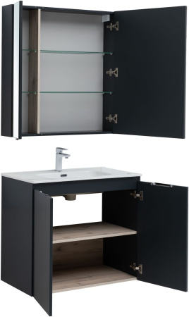 Фото комплект мебели aquanet алвита new 80 2 дверцы, антрацит