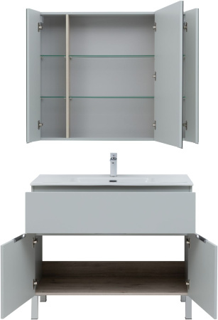 Фото комплект мебели aquanet алвита new 100 1 ящик, 2 дверцы, серый