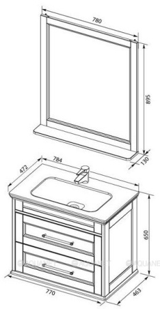 Фото комплект мебели aquanet бостон м 80 белый (ручки золото, раковина эйфория)