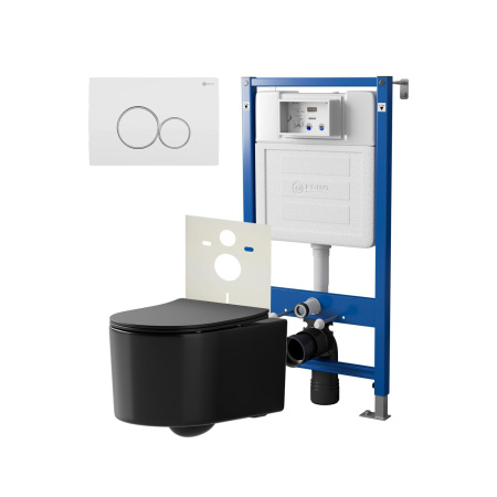 Фото сет: инсталляция point элемент pn45120 + клавиша виктория бел/хром pn44061wc + унитаз веста чёрн мат