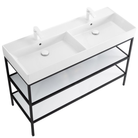 Фото консоль напольная под раковину cezares cadro-120/46/73-2c-pia-met-st