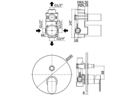Фото встраиваемый смеситель для ванны и душа paffoni candy ca015cr, хром