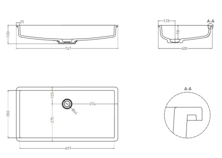 Фото раковина salini s-stone marea 10 1802210mrf, матовая в цвете по ral