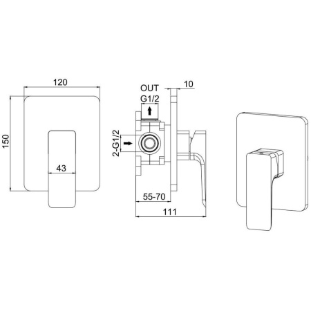 Фото встраиваемый смеситель для душа allen brau infinity x1 5.21015-00, хром