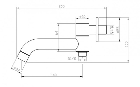 Фото излив для ванны belbagno ancona  ancona-bca-crm, хром