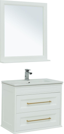 Фото комплект мебели aquanet бостон м 80 белый (ручки золото, раковина эйфория)