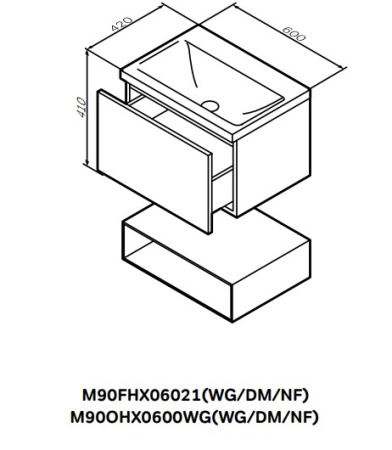 Фото тумба подвесная am.pm gem m90fhx06021wg 60 см, белая