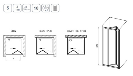 Фото дверь в нишу ravak supernova sdz2-70 01v101o211 70*195 см, профиль белый/матовый полистерол 