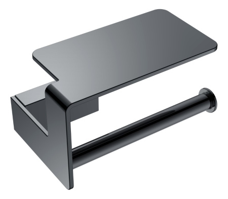 Фото бумагодержатель с полкой boheme q 10941-sgm, черный хром