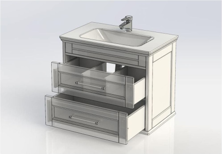 Фото тумба подвесная с раковиной aquanet бостон м 80 белый