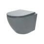 Фото унитаз подвесной безободковый aquame aqm2002mgr сиденье микролифт, серый матовый
