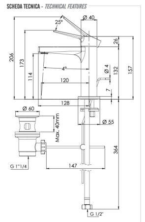 Фото смеситель для раковины remer slash sl10 д/к, хром