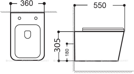 Фото унитаз подвесной безободковый aquanet rimless tavr-w bl-103n-wht черный матовый, сиденье микролифт