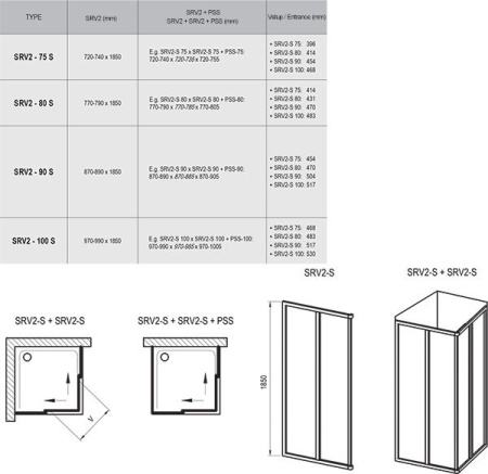 Фото душевой угол ravak supernova srv2-90 s 14v70u0211 90*90 см, профиль сатин/матовый полистирол