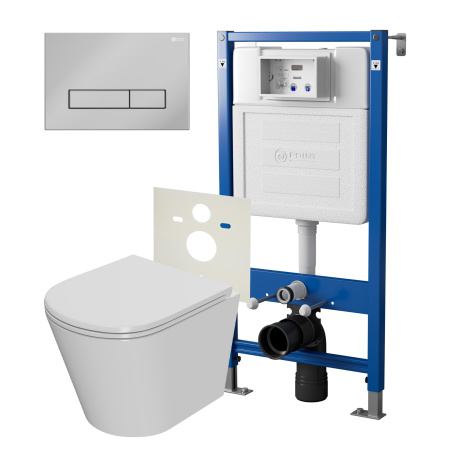 Фото сет: инсталляция point элемент pn45120 + клавиша меркурий, хром, pn44831c + унитаз виктория pn41061