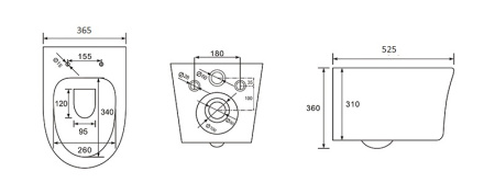 Фото унитаз подвесной безободковый aquatek ника aq2009-00 525*365*360 мм, горизонтальный выпуск, тонкое сиденье с механизмом плавного закрывания, крепеж