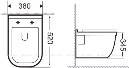Фото унитаз подвесной безободковый aquanet rimless glide-w cl-11042 белый, сиденье микролифт