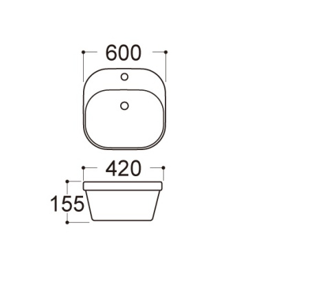 Фото раковина накладная для установки на столешницу aquatek амадео aq5042-00, 500*420*155 мм, с отверстием под смеситель, цвет белый