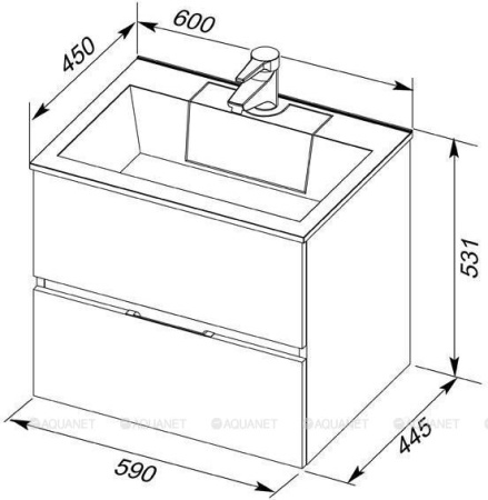 Фото тумба подвесная с раковиной aquanet алвита 60 белый