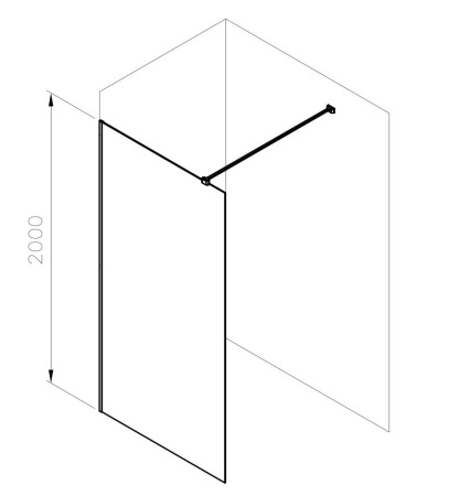 Фото душевая перегородка ravak walk-in air wall 120*200 см gw9wg0300z1c, стекло прозрачное/профиль черный