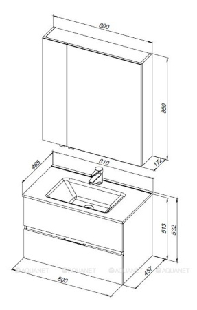 Фото комплект мебели aquanet алвита new 80 2 ящика, антрацит