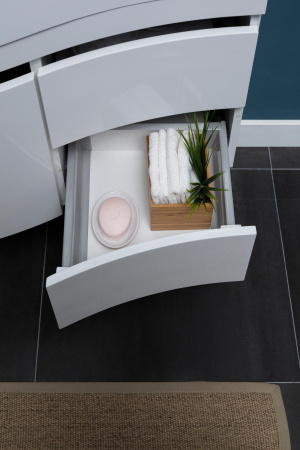 Фото тумба подвесная с раковиной aquanet опера 115 l белый (2 дверцы 2 ящика)