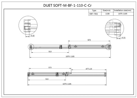 Фото дверь в нишу cezares duet soft-m-bf-1-110-c-cr 110*195 см, профиль хром/стекло прозрачное
