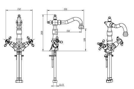 Фото смеситель для раковины высокий boheme camelia 272-camelia, хром