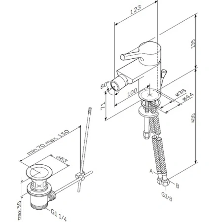 Фото смеситель для биде am.pm x-joy s f85b83100 д/к, хром