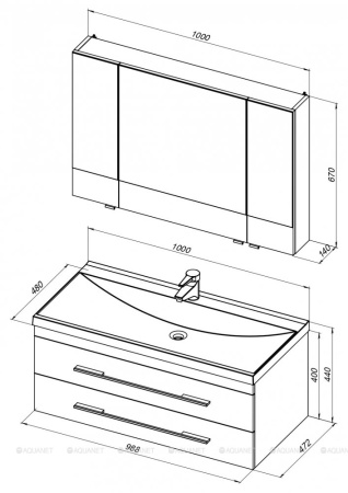 Фото комплект мебели aquanet нота new 100 белый (камерино)