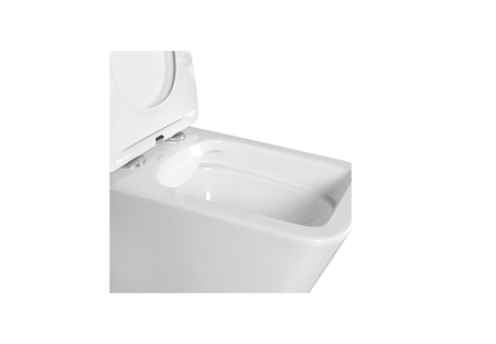 Фото унитаз подвесной безободковый aquatek либра new aq0530n-00 525*360*290 мм, горизонтальный выпуск, тонкое сиденье с механизмом плавного закрывания, крепеж