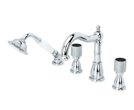 Фото смеситель на борт ванны boheme royal crystal 396-royal/crst black, хром