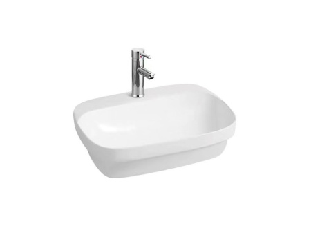 Фото раковина накладная для установки на столешницу aquatek амадео aq6042-00, 600*420*155 мм, с отверстием под смеситель, цвет белый