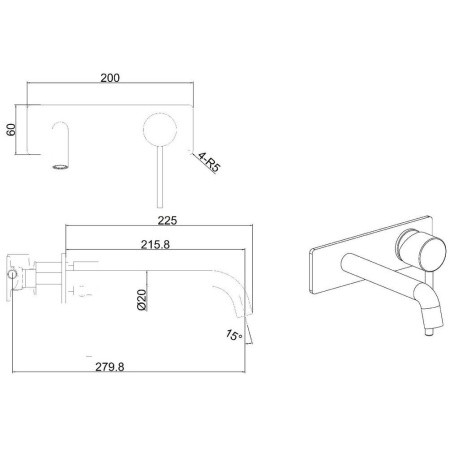Фото смеситель для раковины allen brau glority 5.51004-31 встраиваемый в стену, черный матовый