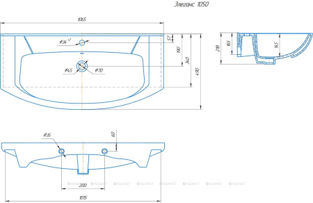 Фото раковина для тумбы kirovit элеганс 105 см, белая