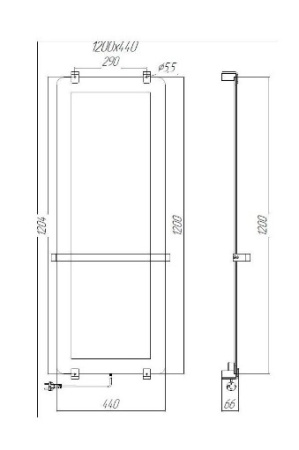 Фото полотенцесушитель электрический allen brau infinity 00305020 120*44 см с рейлингом и креплением, черный браш