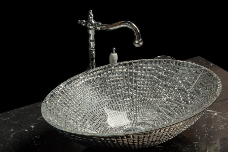 Фото раковина накладная boheme 815 51*34,5*15,5 см хрусталь, серебро